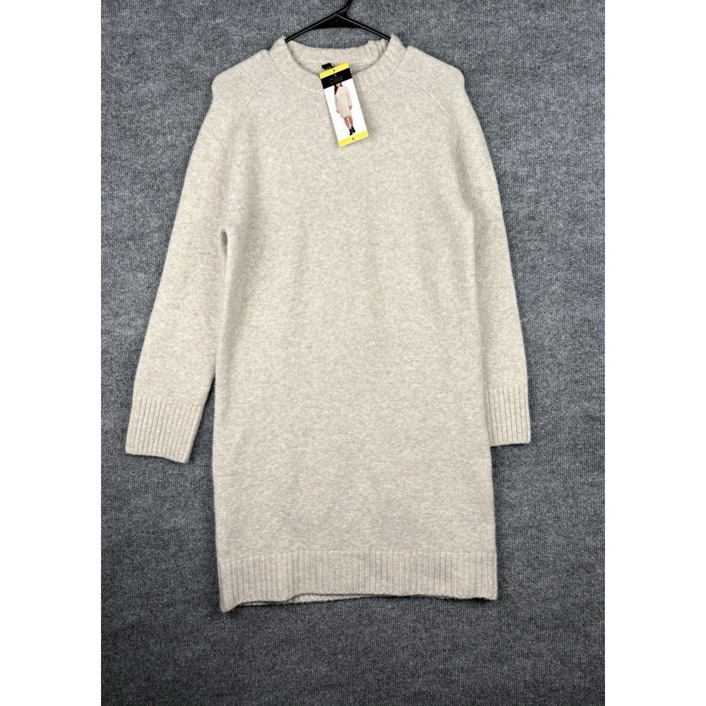 Dalia Women's Knit Long Sleeve Sweater Dress, Beige Mix, Size Small New Cozy